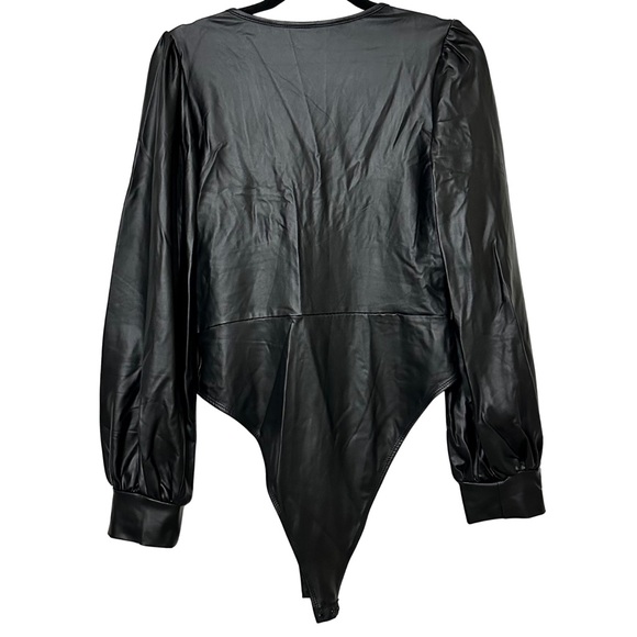 SHEIN Faux Leather Long Sleeve Bodysuit – Black (Size L / US 8–10) - Picture 3 of 8